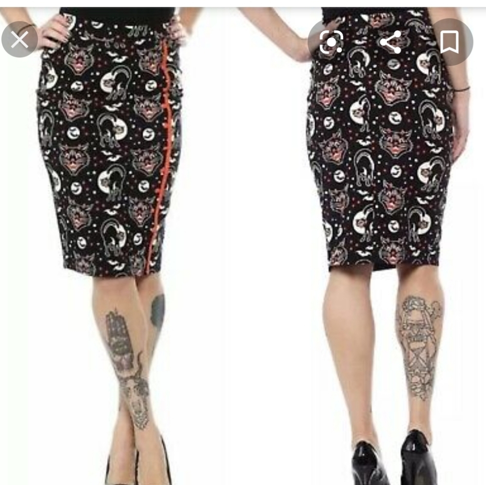 Sourpuss Black and Orange Patterned Skirt